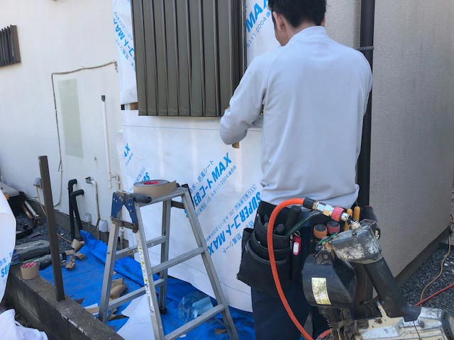 透湿防水シート貼り付け