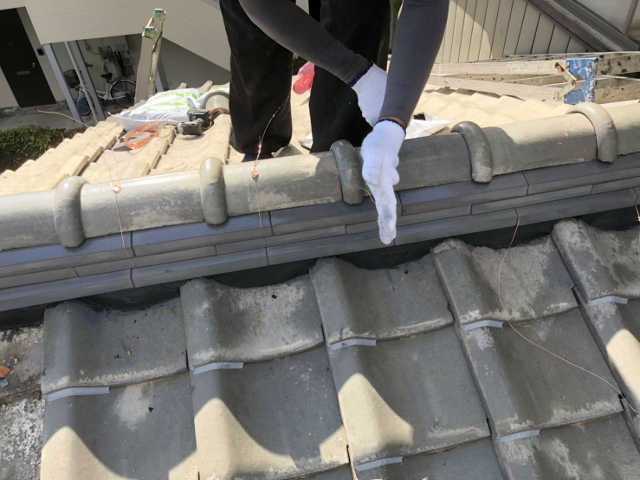 漆喰の止め作業