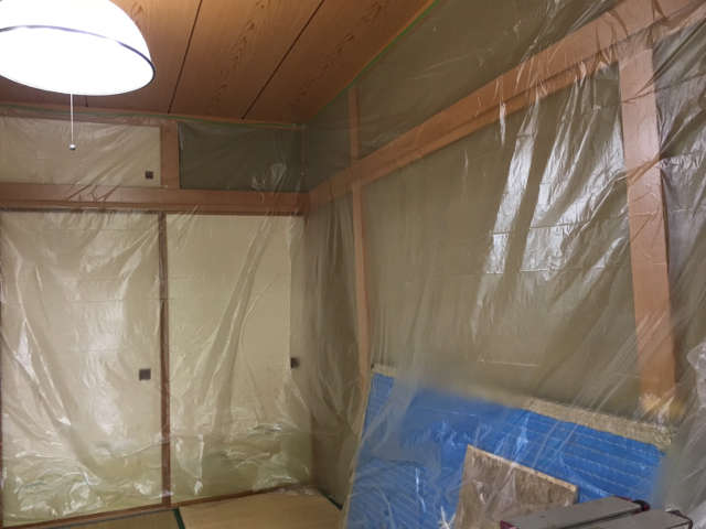 床下点検口周辺の養生