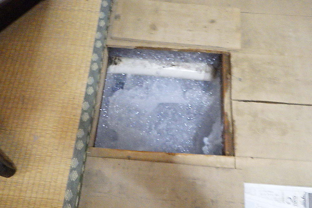 施工中のシロアリ発泡消毒