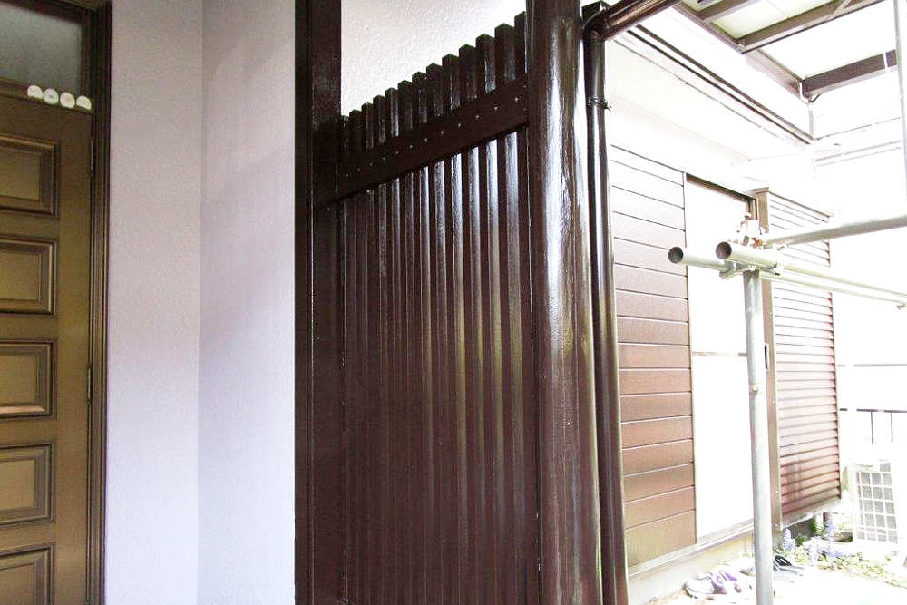 施工後の玄関木部