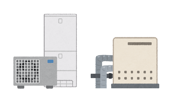 エコキュートとガス給湯器のイラスト