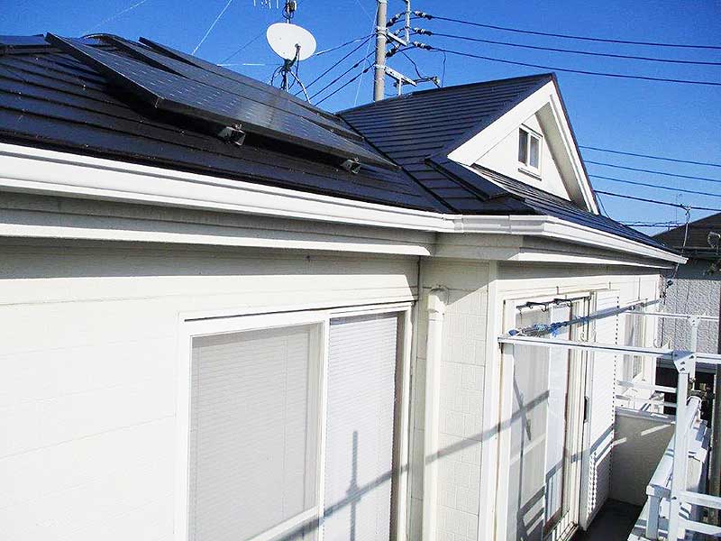 施工後の雨樋・屋根