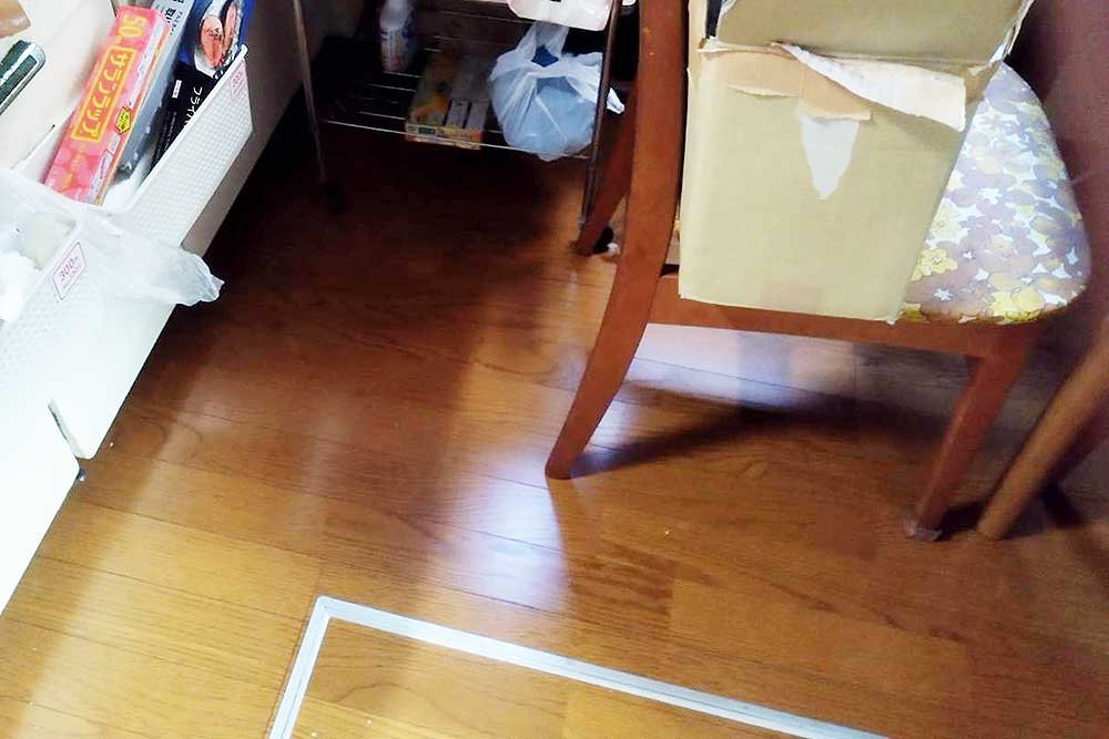 施工後のキッチン床
