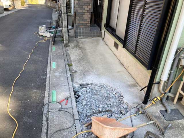 土間コンクリートの解体