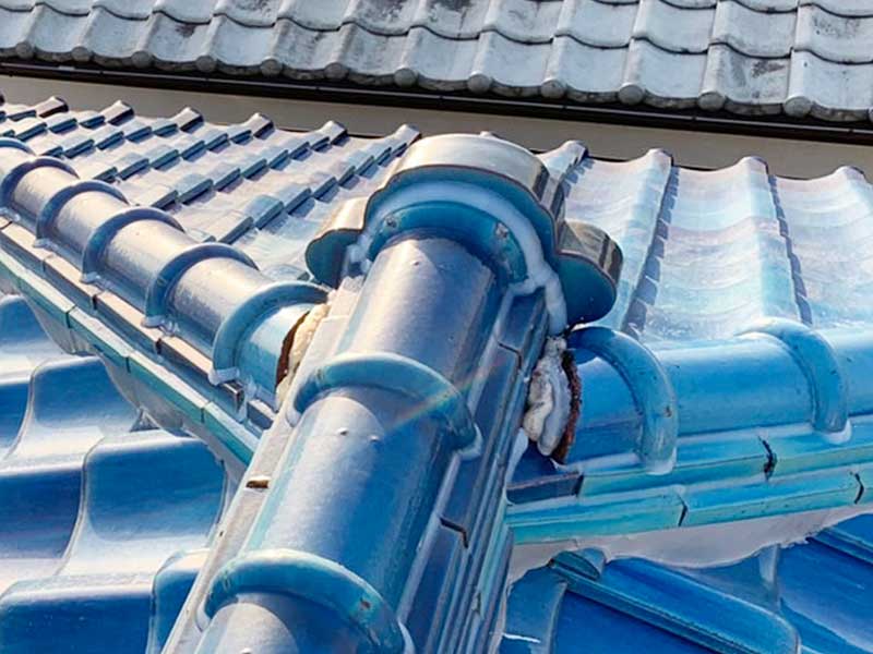 施工後の棟漆喰