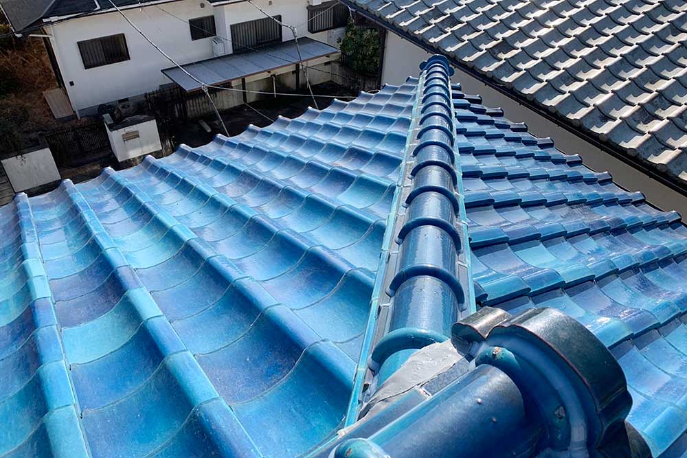 施工後の棟漆喰