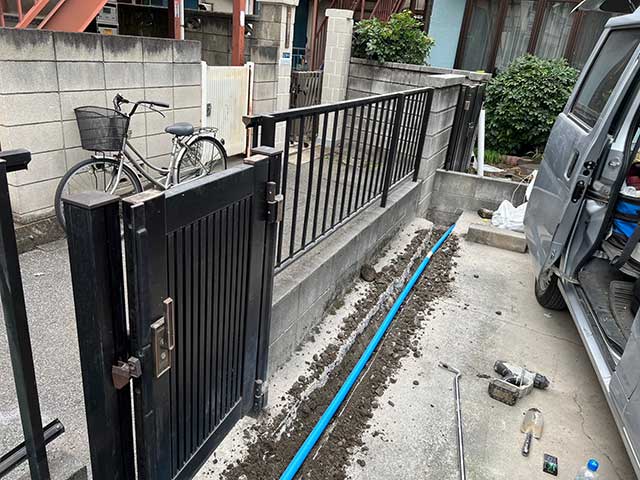 新しく水道管を敷設