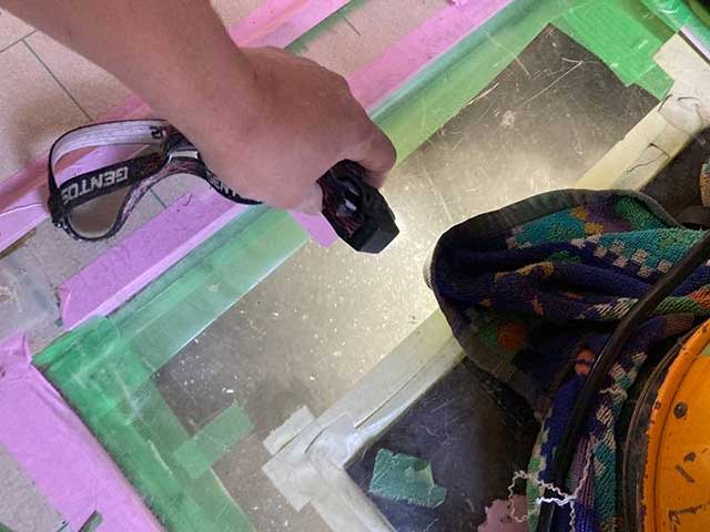 発泡消毒開始