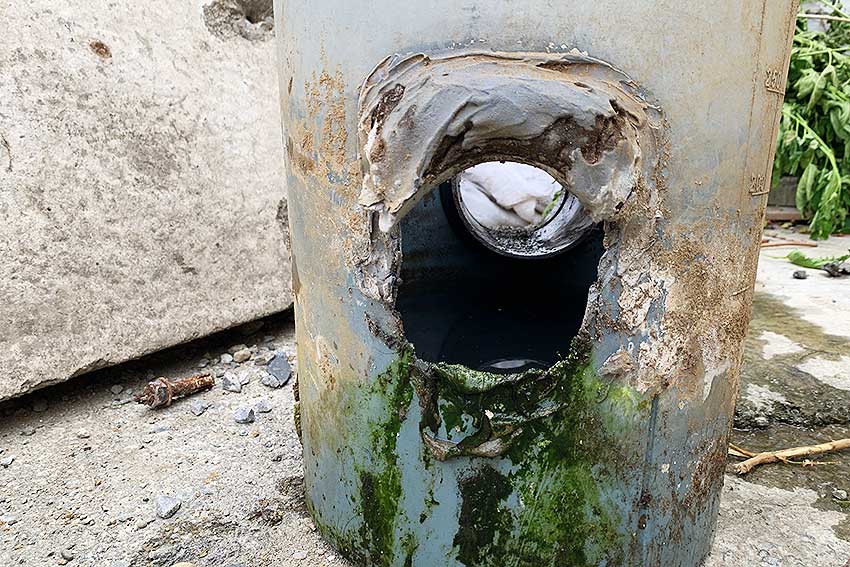 撤去した排水枡の水漏れ後