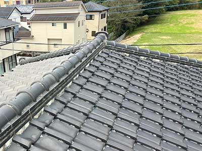 施工前の棟漆喰