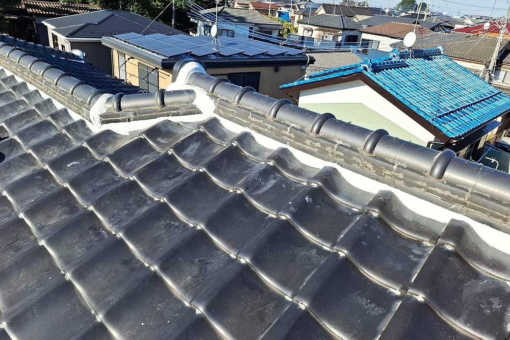 施工後の棟漆喰
