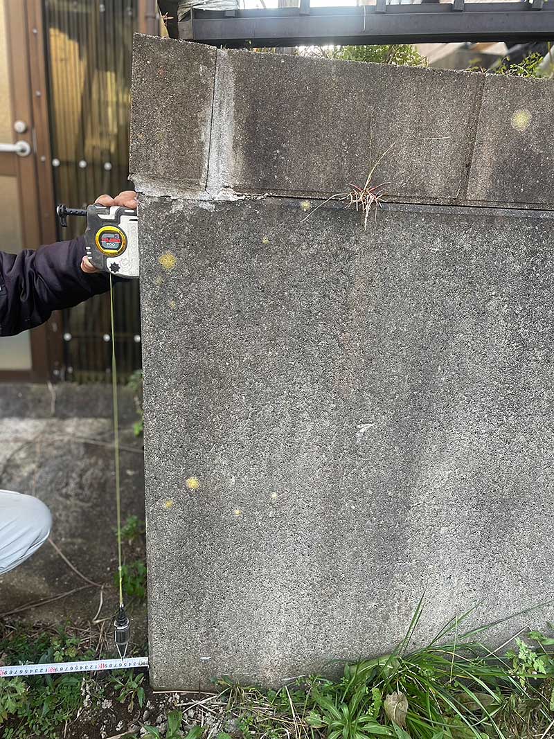 パーフェクトキャッチを擁壁に設置