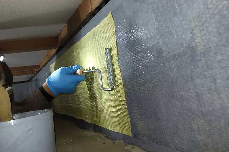 内基礎にアラミド張り付け