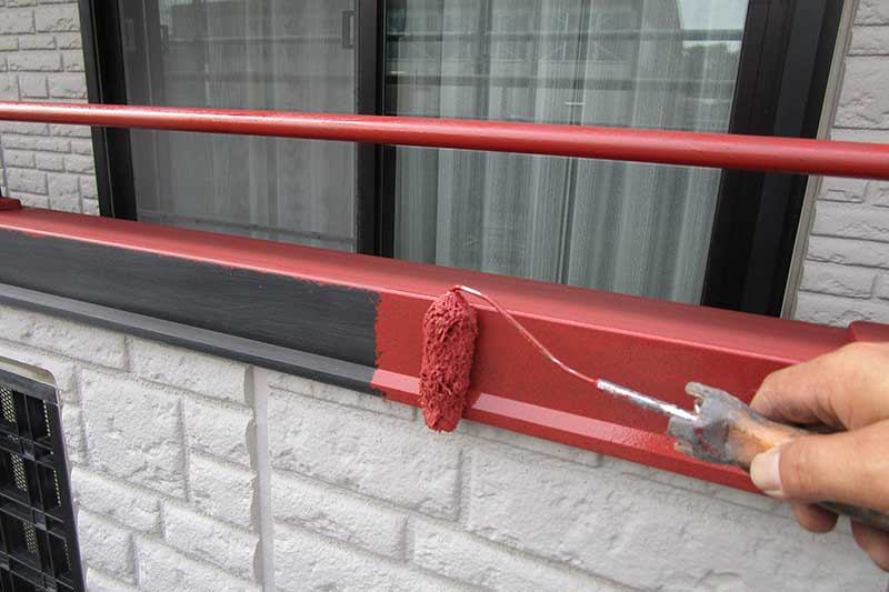 ベランダ笠木・手すりの錆止め塗装
