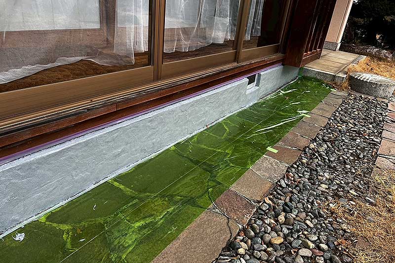 アラミド繊維の上からタックダイン上塗り塗布