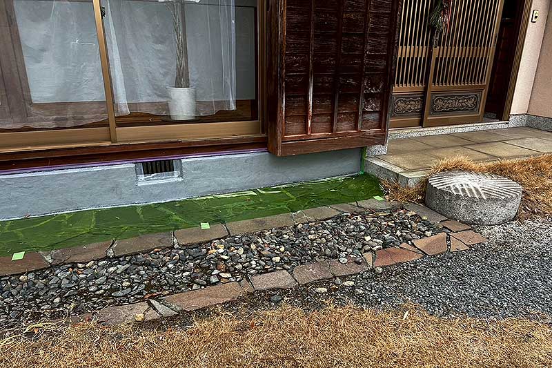 アラミド繊維の上からタックダイン上塗り塗布