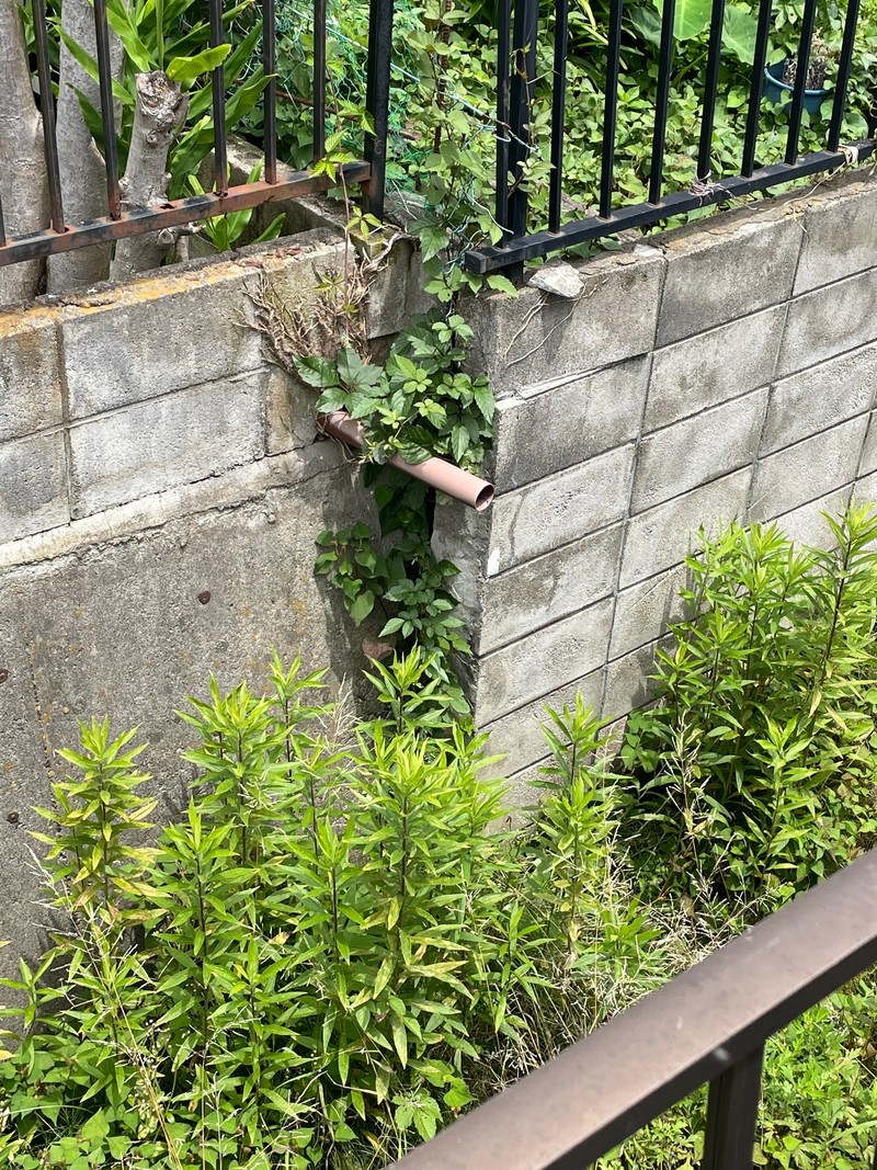 施工前の傾いたブロック塀