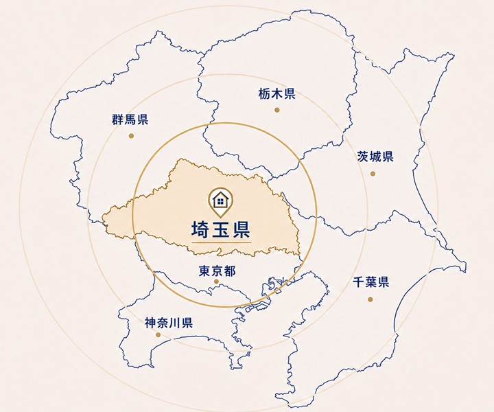 埼玉県を中心とした対応エリア地図